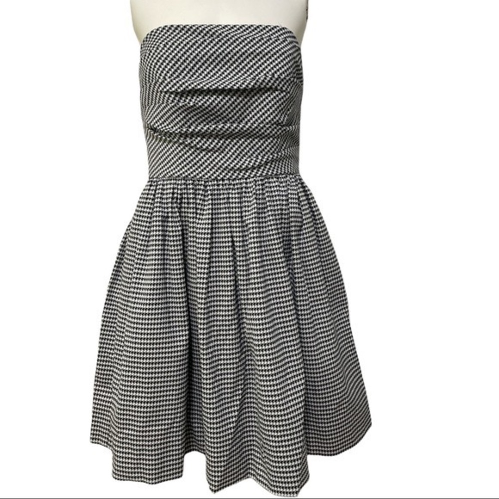 NWT Shoshanna Houndstooth Black and White Strapless Dress Size 10